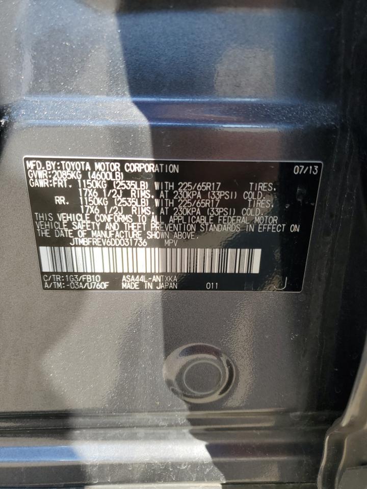 2013 Toyota RAV 4 VIN JTMBFREV6DD031736 Copart auction photo, normal wear / minor dent/scratches damage thumbnail 13