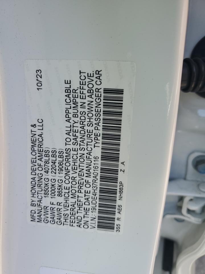 2024 Acura Integra VIN 19UDE4H37RA016116 Copart auction photo, rear end / front end damage thumbnail 12