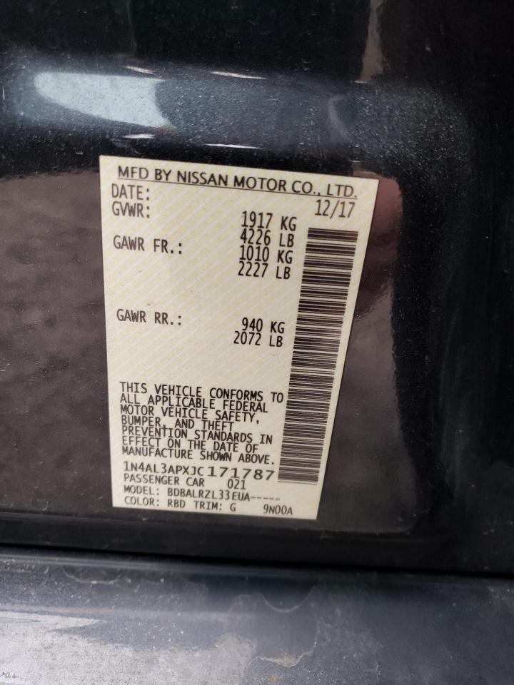 2018 Nissan Altima VIN 1N4AL3APXJC171787 Copart auction photo, all over / front end damage thumbnail 12