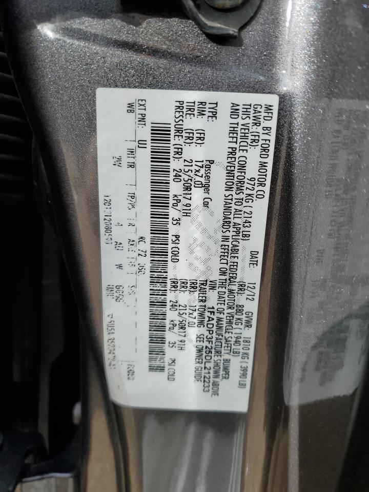 2013 Ford Focus VIN 1FADP3F25DL212233 Copart auction photo, rear end damage thumbnail 12