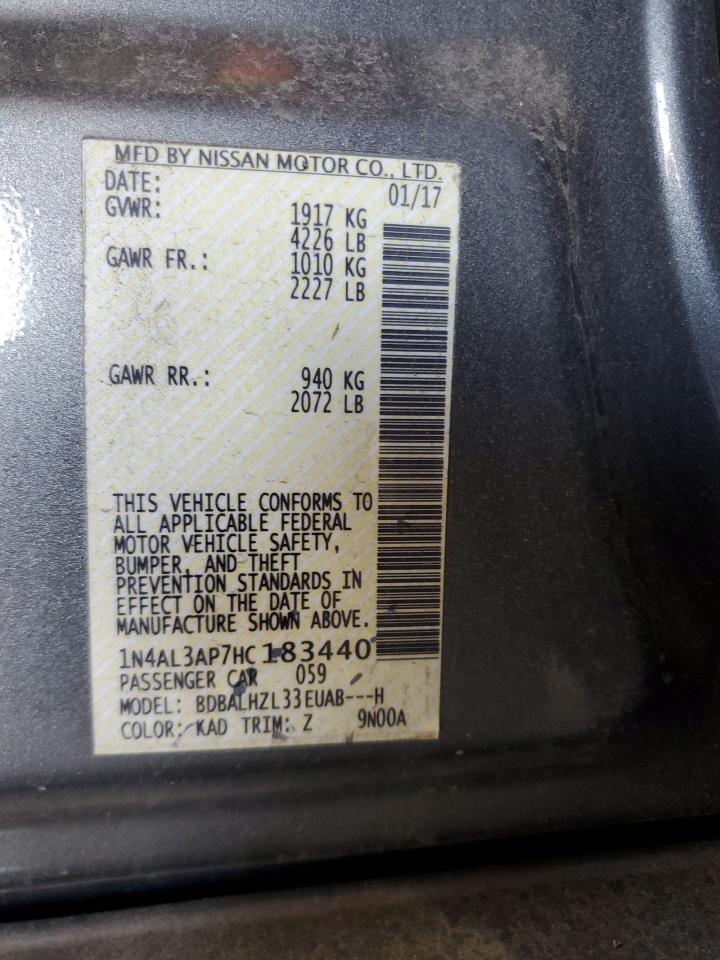 2017 Nissan Altima VIN 1N4AL3AP7HC183440 Copart auction photo, side damage thumbnail 12