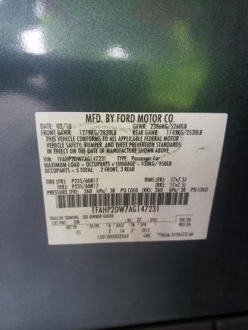 2010 Ford Taurus VIN 1FAHP2DW7AG147231 Copart auction photo, front end / rear end damage thumbnail 12