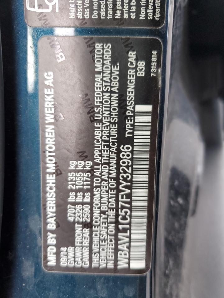 2015 BMW X1 VIN WBAVL1C57FVY32986 Copart auction photo, front end / minor dent/scratches damage thumbnail 13