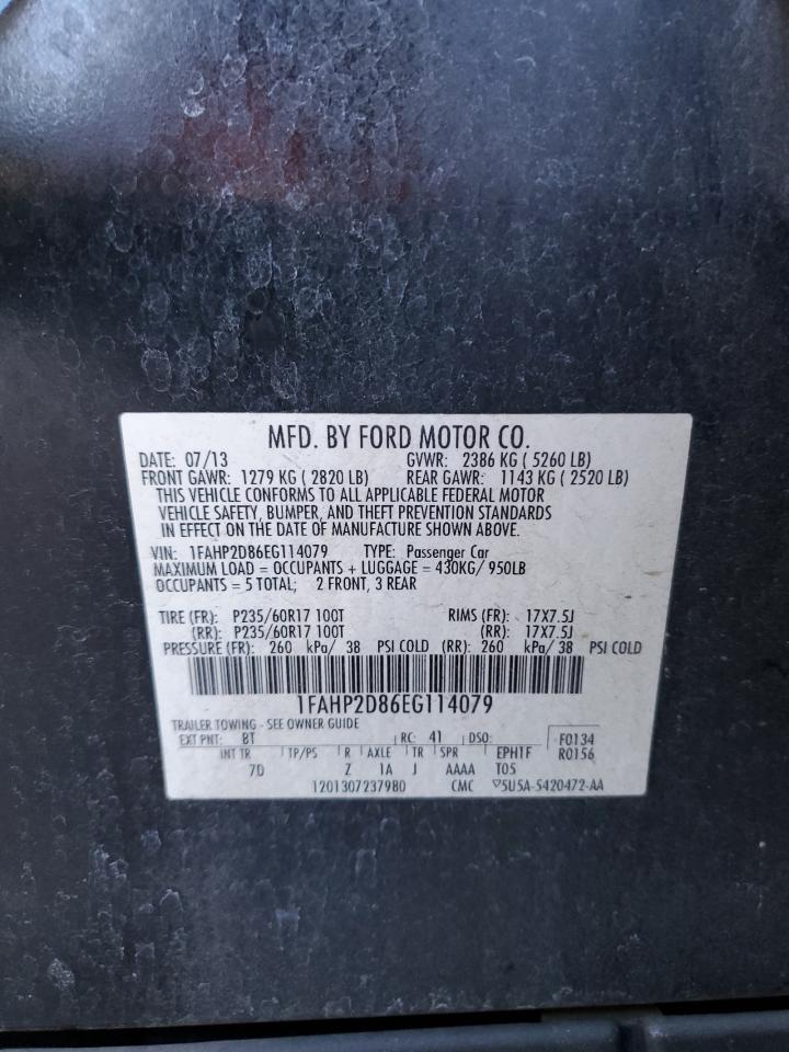 2014 Ford Taurus VIN 1FAHP2D86EG114079 Copart auction photo, rear end damage thumbnail 12