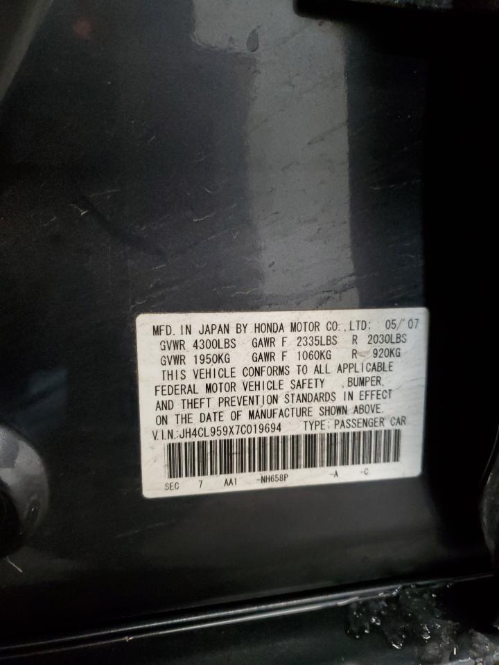 2007 Acura TSX VIN JH4CL959X7C019694 Copart auction photo, front end damage thumbnail 12