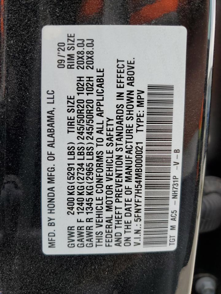 2021 Honda Passport VIN 5FNYF7H54MB000021 Copart auction photo, undercarriage / minor dent/scratches damage thumbnail 13