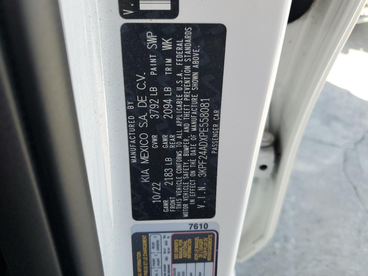 2023 KIA Forte VIN 3KPF24ADXPE558081 Copart auction photo, rear end damage thumbnail 15