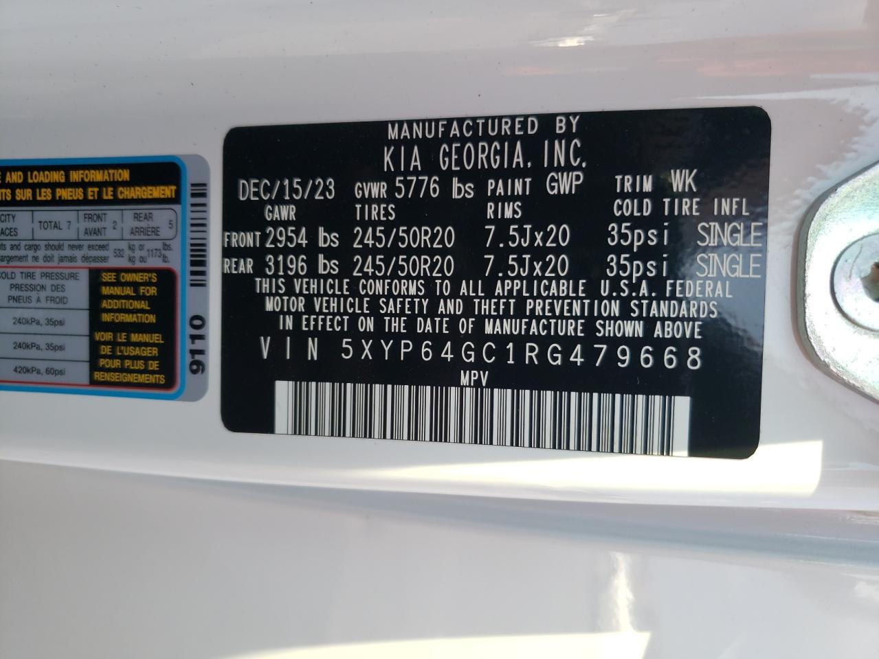 2024 KIA Telluride VIN 5XYP64GC1RG479668 Copart auction photo, all over damage thumbnail 14