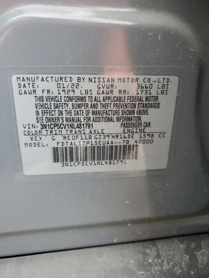 2022 Nissan Kicks VIN 3N1CP5CV1NL481791 Copart auction photo, front end damage thumbnail 15