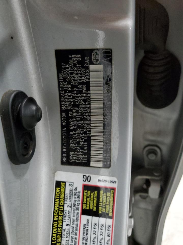 2017 Toyota Corolla VIN 2T1BURHEXHC912766 Copart auction photo, front end / side damage thumbnail 14