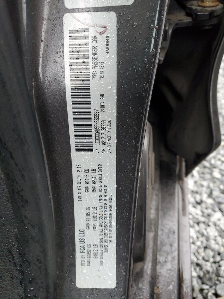 2015 Chrysler 200 VIN 1C3CCCAB5FN665997 Copart auction photo, rear end damage thumbnail 12