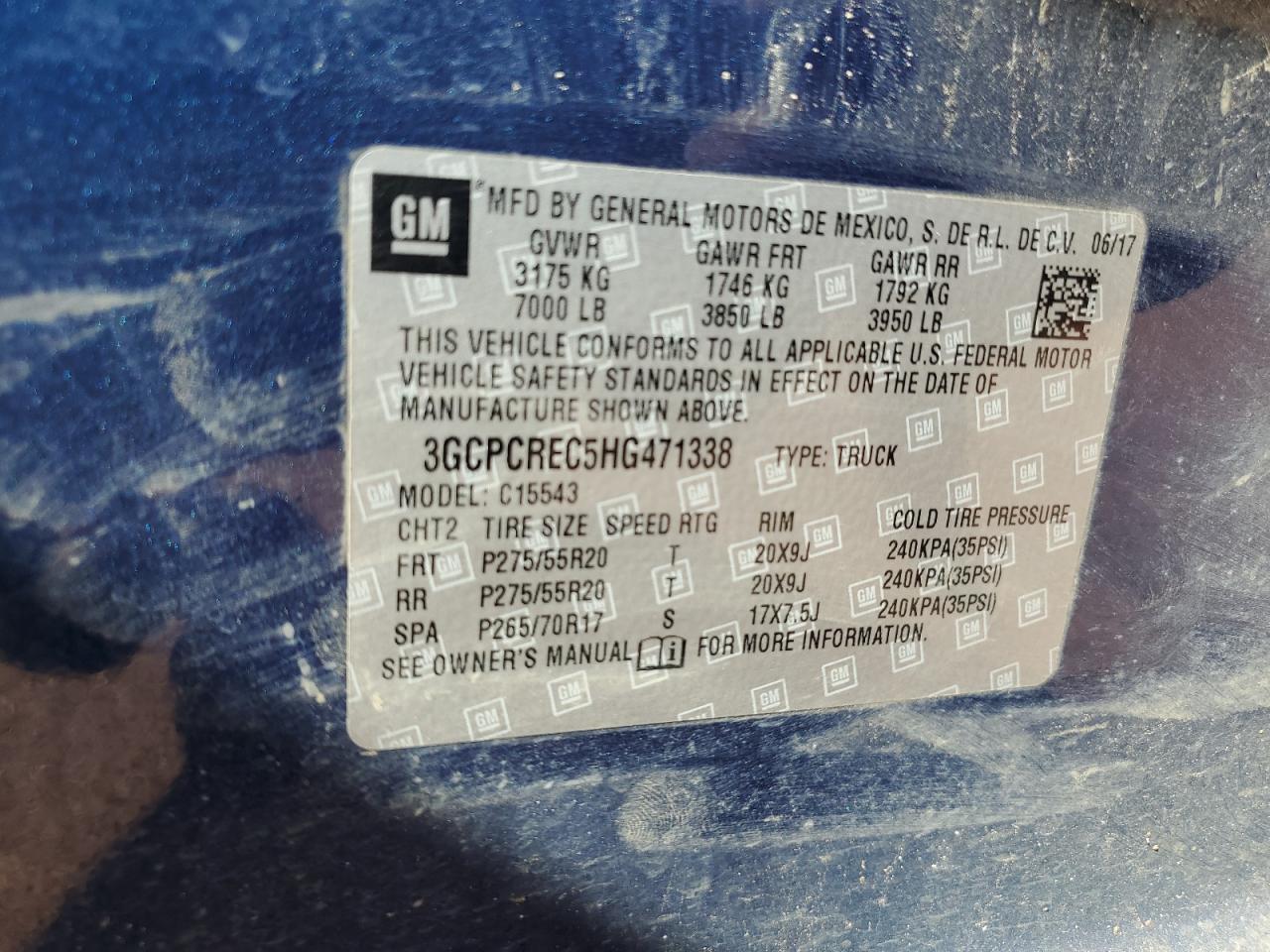 2017 Chevrolet Silverado VIN 3GCPCREC5HG471338 Copart auction photo, front end / minor dent/scratches damage thumbnail 12