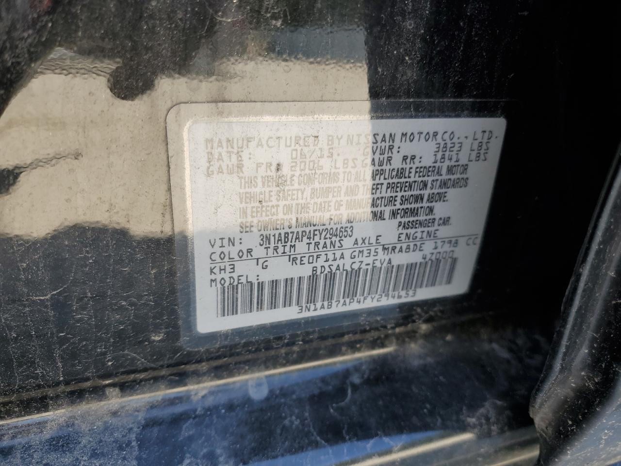 2015 Nissan Sentra VIN 3N1AB7AP4FY294653 Copart auction photo, front end / side damage thumbnail 12
