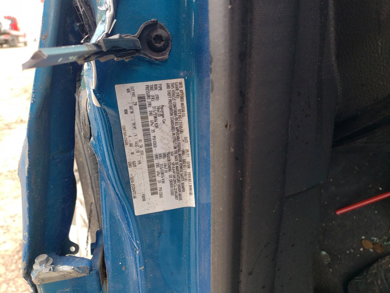 2012 Ford Focus VIN 1FAHP3K28CL236287 Copart auction photo, all over damage thumbnail 14