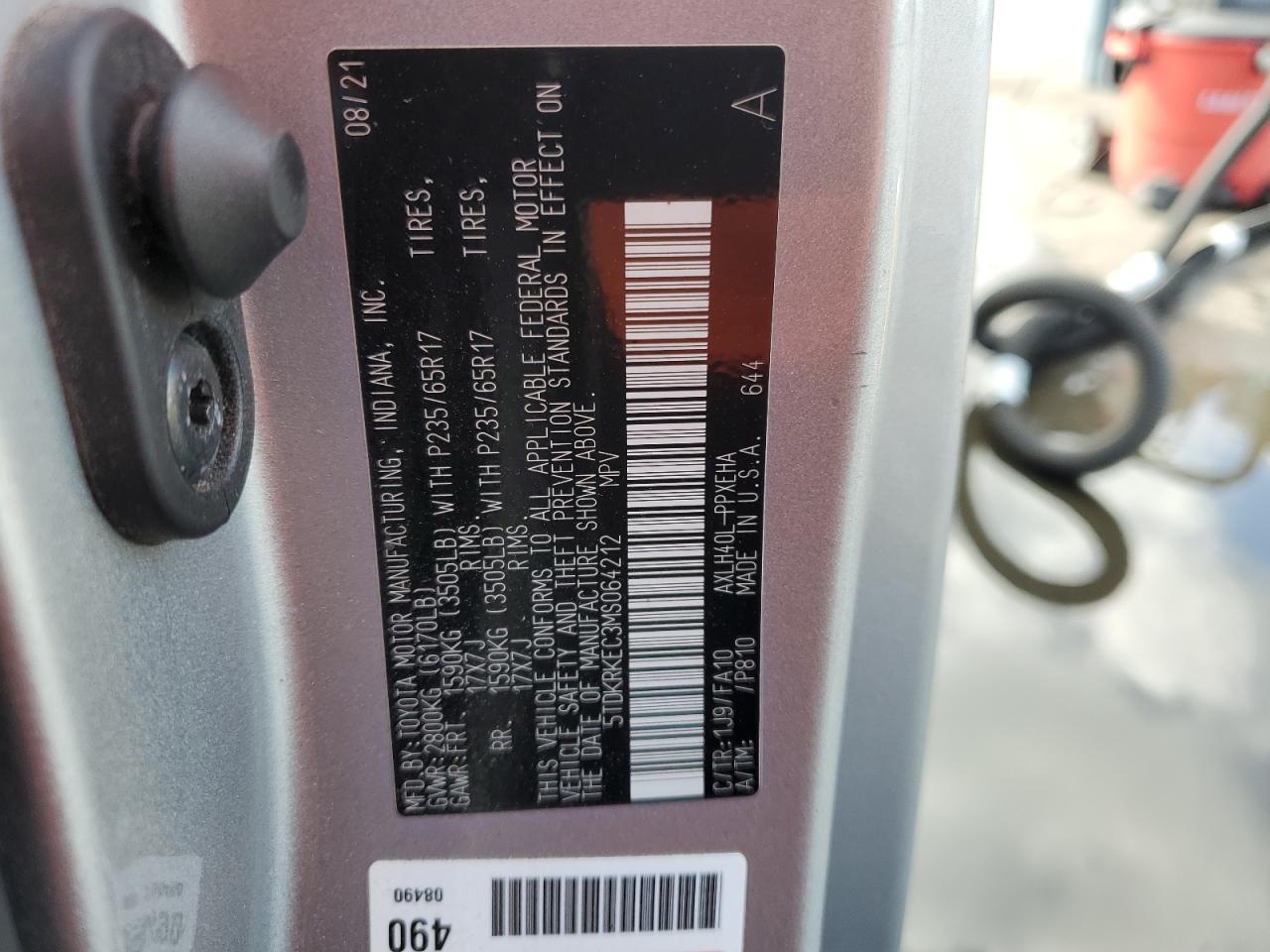 2021 Toyota Sienna VIN 5TDKRKEC3MS064212 Copart auction photo, front end / side damage thumbnail 13