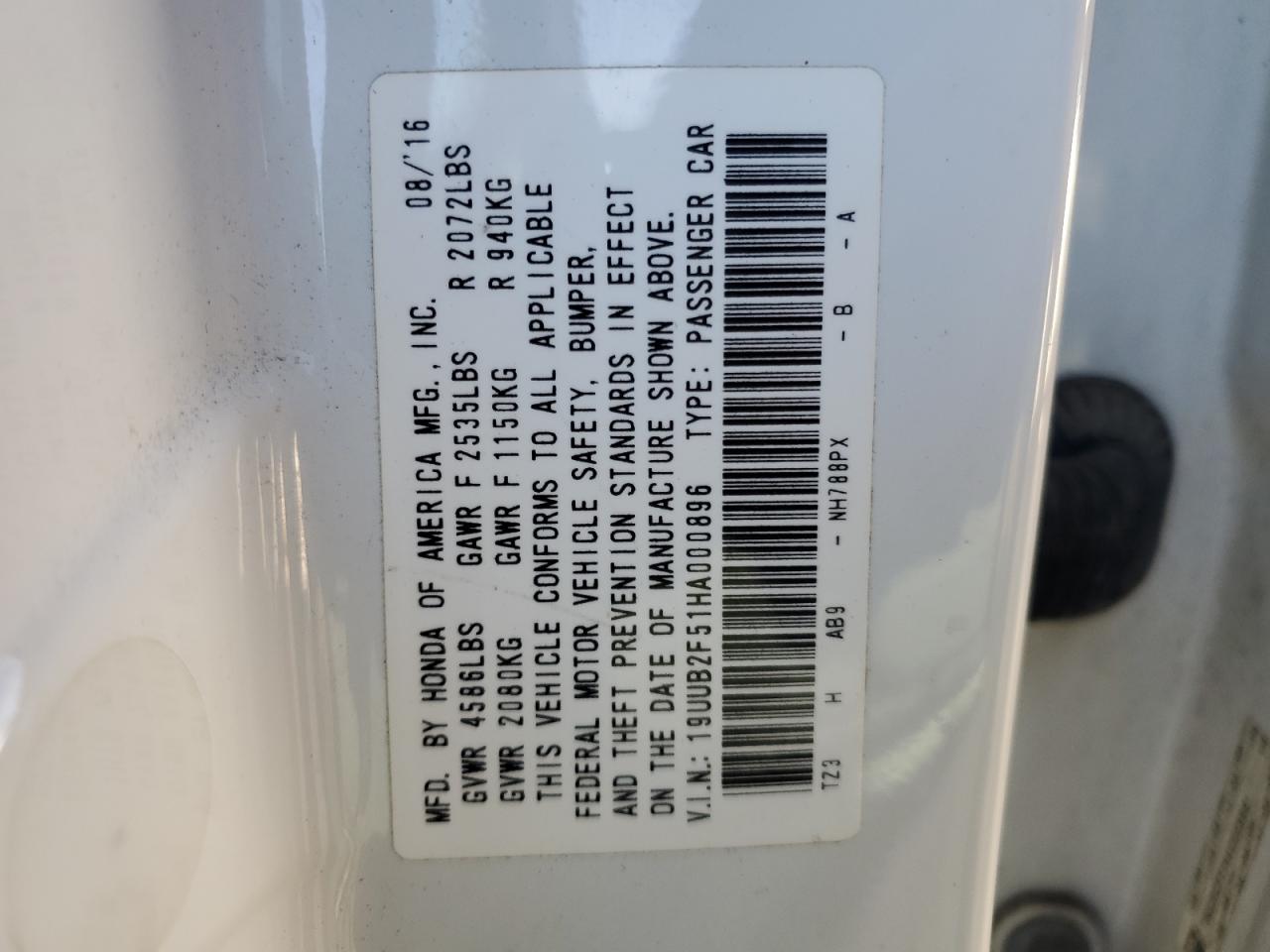 2017 Acura TLX VIN 19UUB2F51HA000896 Copart auction photo, front end damage thumbnail 15