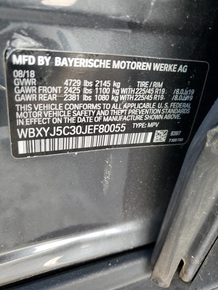 2018 BMW X2 VIN WBXYJ5C30JEF80055 Copart auction photo, side damage thumbnail 13