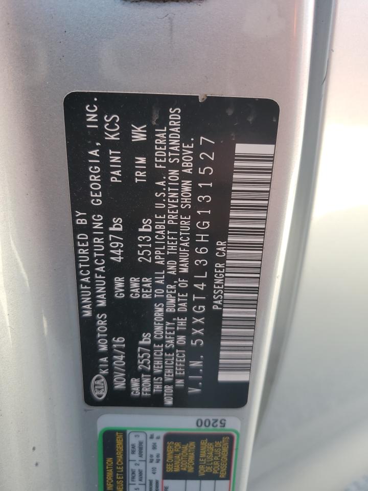 2017 KIA Optima VIN 5XXGT4L36HG131527 Copart auction photo, vandalism damage thumbnail 12
