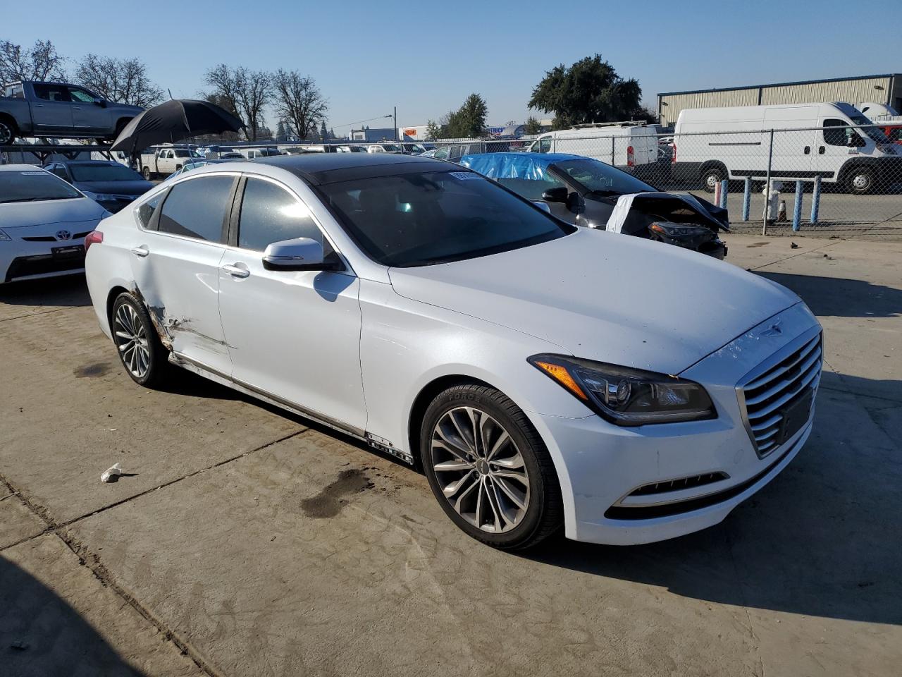 2015 Hyundai Genesis VIN KMHGN4JE6FU101204 Copart auction photo, side damage thumbnail 4