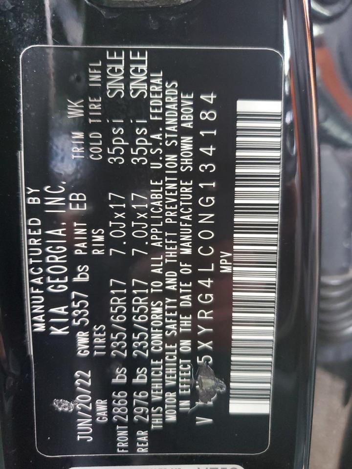 2022 KIA Sorento VIN 5XYRG4LC0NG134184 Copart auction photo, front end damage thumbnail 13