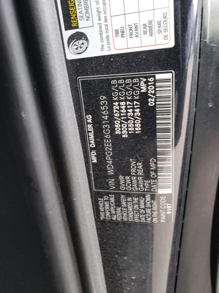 2016 Mercedes-Benz Metris VIN WD4PG2EE6G3146539 Copart auction photo, front end / side damage thumbnail 13