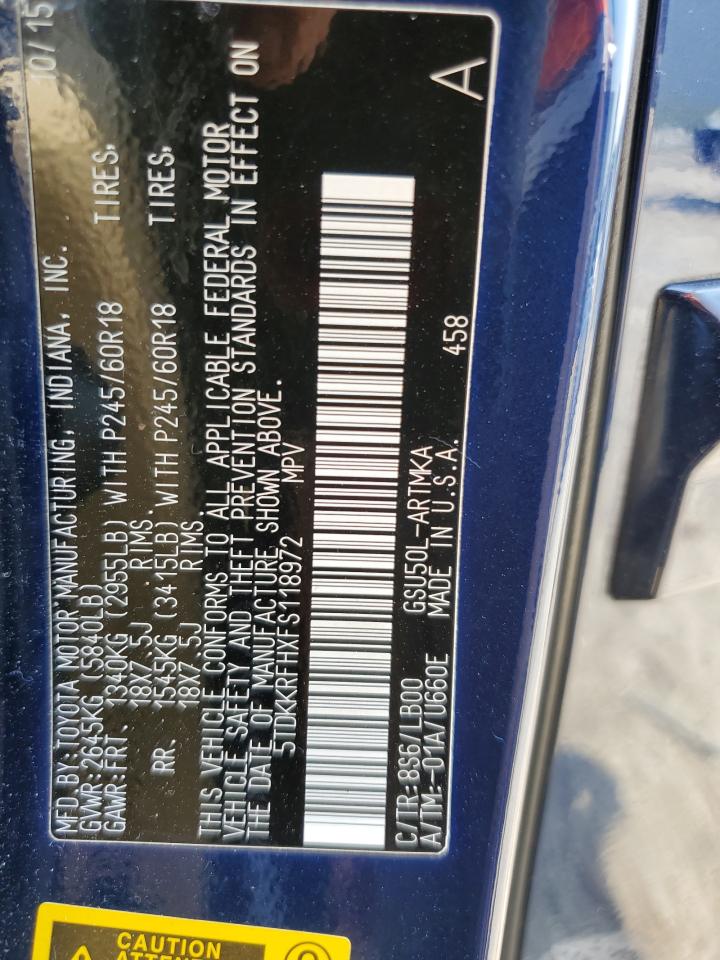 2015 Toyota Highlander VIN 5TDKKRFHXFS118972 Copart auction photo, front end damage thumbnail 13