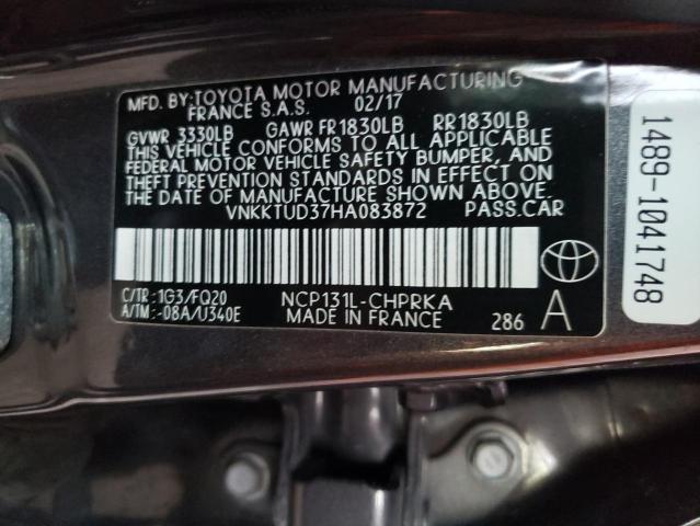 2017 Toyota Yaris VIN VNKKTUD37HA083872 Copart auction photo, front end / damage history damage thumbnail 12