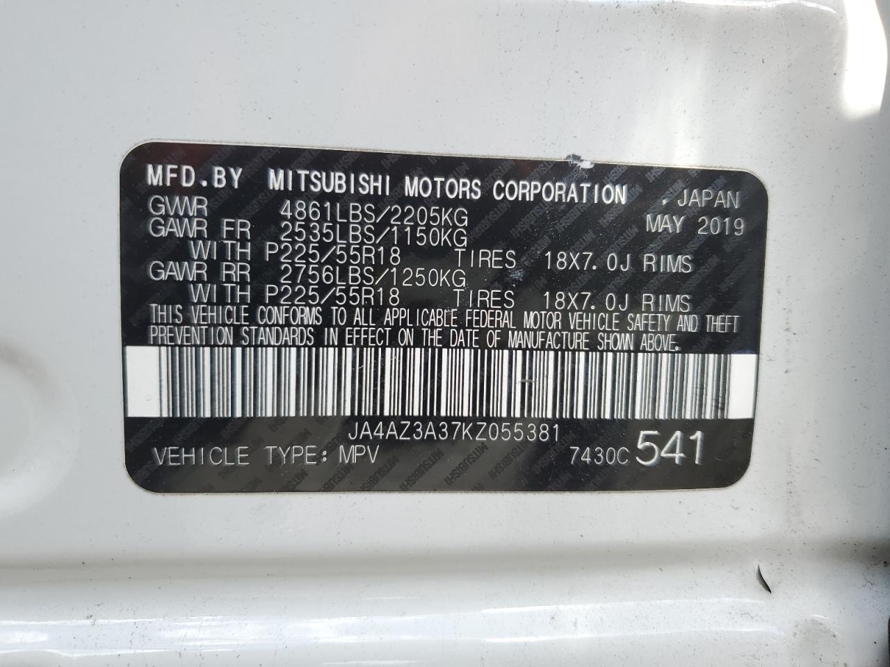 2019 Mitsubishi Outlander VIN JA4AZ3A37KZ055381 Copart auction photo, side damage thumbnail 14