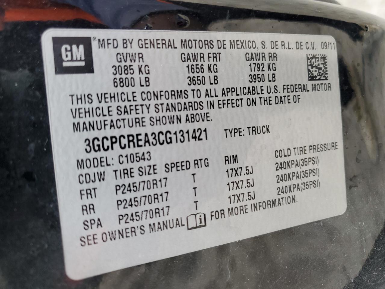 2012 Chevrolet Silverado VIN 3GCPCREA3CG131421 Copart auction photo, front end damage thumbnail 12