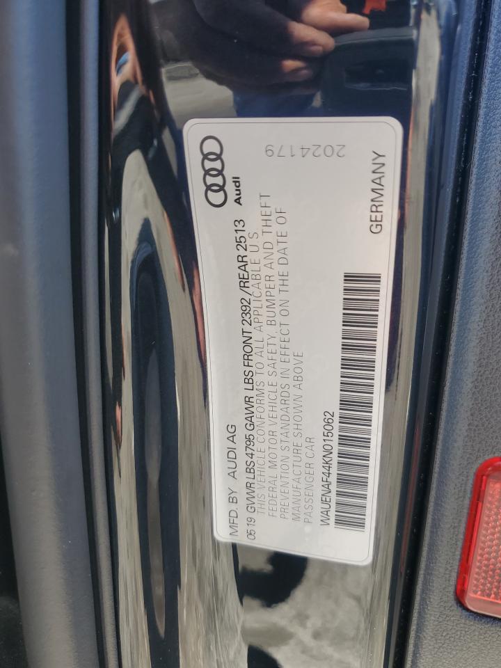 2019 Audi A4 VIN WAUENAF44KN015062 Copart auction photo, front end / undercarriage damage thumbnail 12