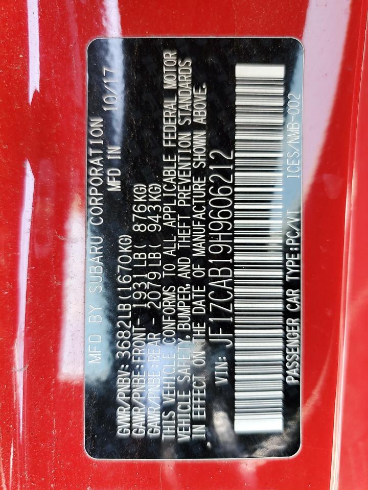2017 Subaru BRZ VIN JF1ZCAB19H9606212 Copart auction photo, minor dent/scratches / normal wear damage thumbnail 12