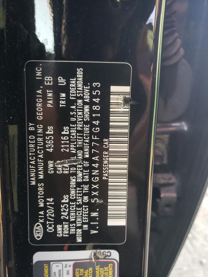 2015 KIA Optima VIN 5XXGN4A77FG418453 Copart auction photo, rear end / side damage thumbnail 14