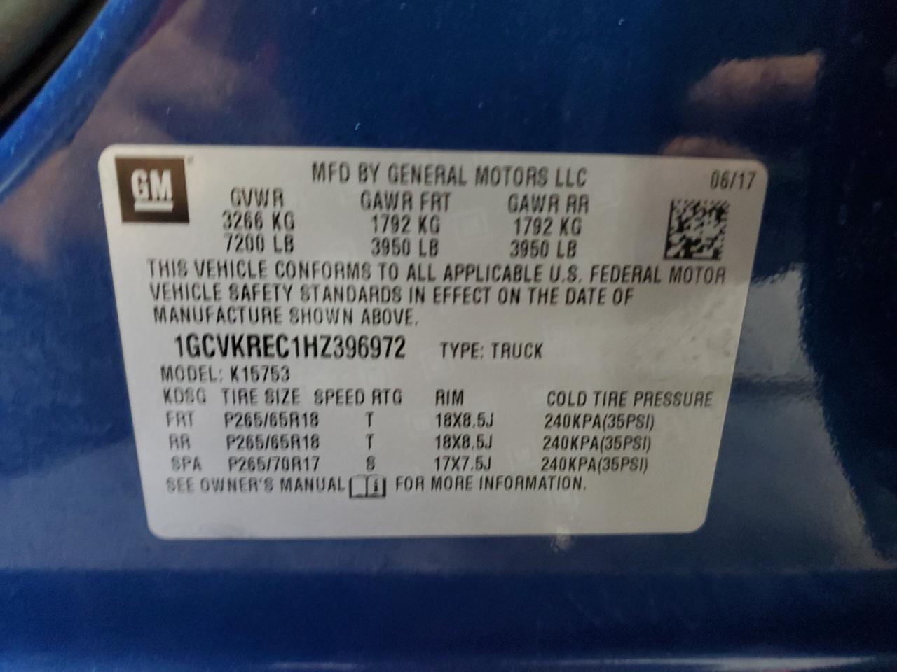 2017 Chevrolet Silverado VIN 1GCVKREC1HZ396972 Copart auction photo, front end damage thumbnail 12