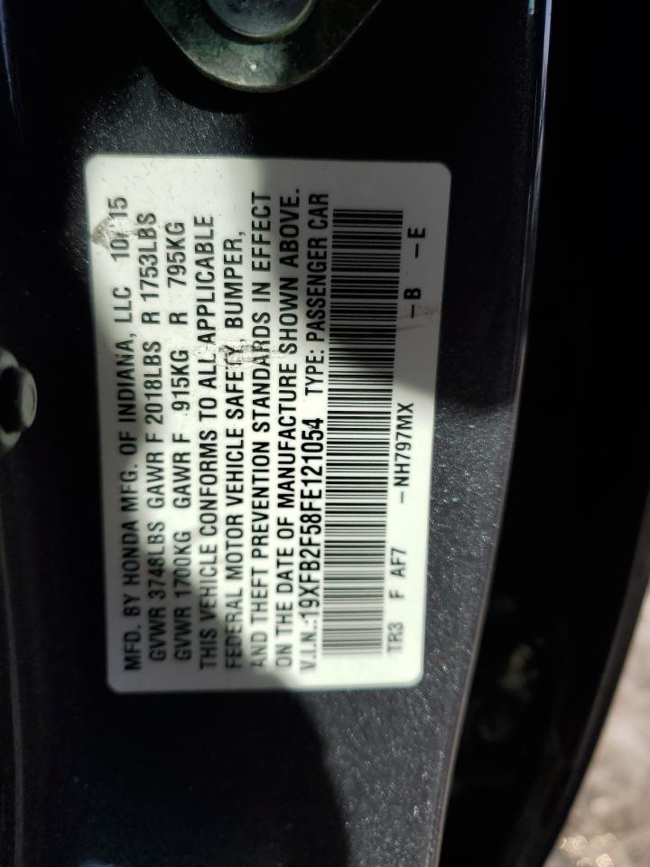 2015 Honda Civic VIN 19XFB2F58FE121054 Copart auction photo, all over damage thumbnail 15