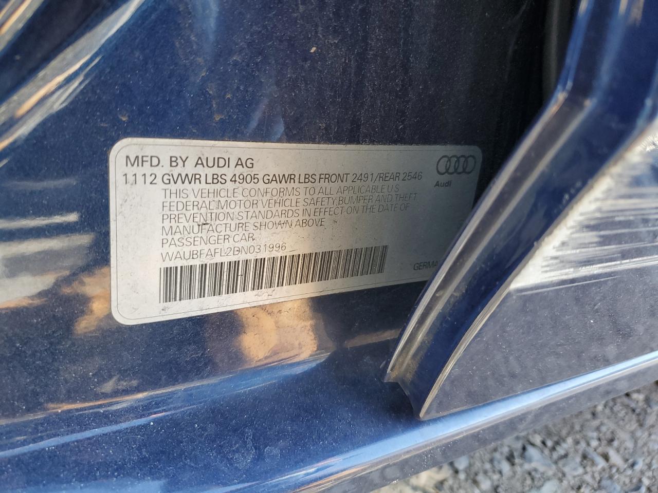2013 Audi A4 VIN WAUBFAFL2DN031996 Copart auction photo, all over / undercarriage damage thumbnail 12