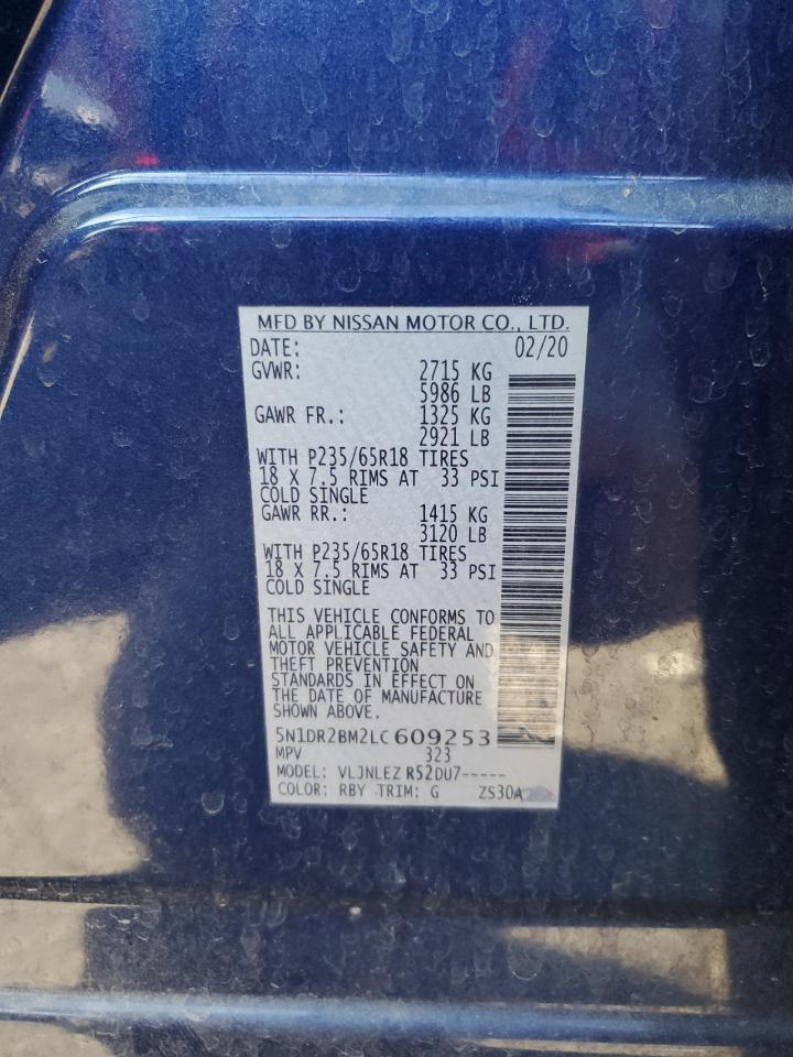 2020 Nissan Pathfinder VIN 5N1DR2BM2LC609253 Copart auction photo, front end / mechanical damage thumbnail 12