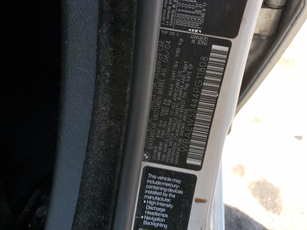 2004 BMW 3er VIN WBAEW53444PG11808 Copart auction photo, side / undercarriage damage thumbnail 14