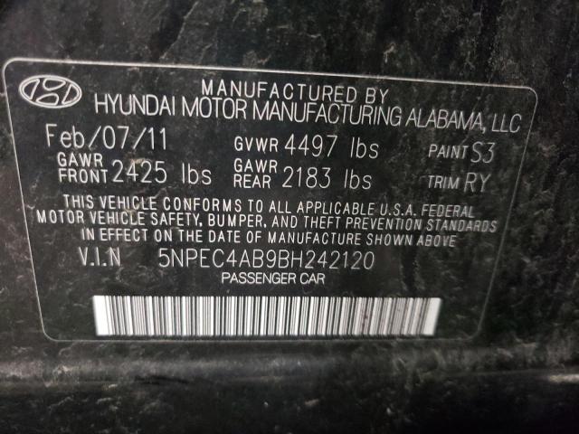 2011 Hyundai Sonata VIN 5NPEC4AB9BH242120 Copart auction photo, mechanical / minor dent/scratches damage thumbnail 12