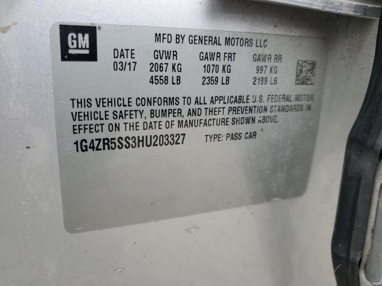 2017 Buick LaCrosse VIN 1G4ZR5SS3HU203327 Copart auction photo, undercarriage / front end damage thumbnail 14