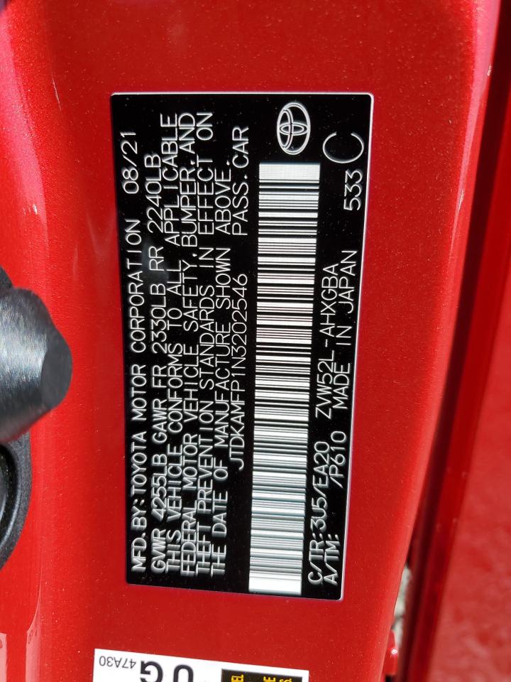 2022 Toyota Prius VIN JTDKAMFP1N3202546 Copart auction photo, front end / side damage thumbnail 13