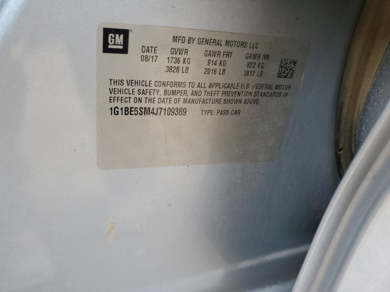2018 Chevrolet Cruze VIN 1G1BE5SM4J7109389 Copart auction photo, front end damage thumbnail 13