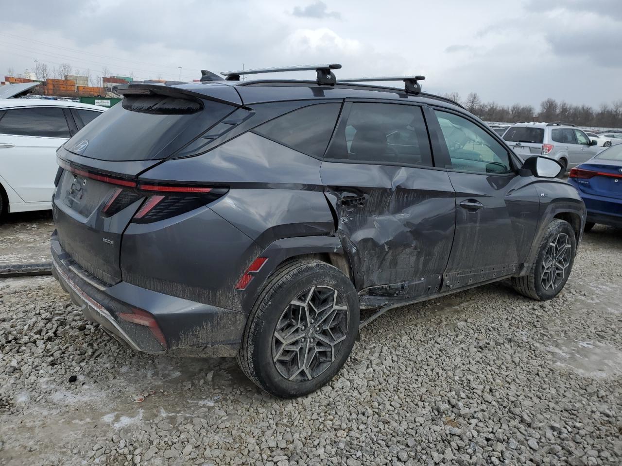2022 Hyundai Tucson VIN KM8JFCAE1NU123123 Copart auction photo, side / rear end damage thumbnail 3