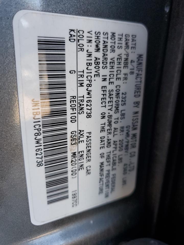 2018 Nissan Rogue VIN JN1BJ1CP8JW162738 Copart auction photo, front end / minor dent/scratches damage thumbnail 15