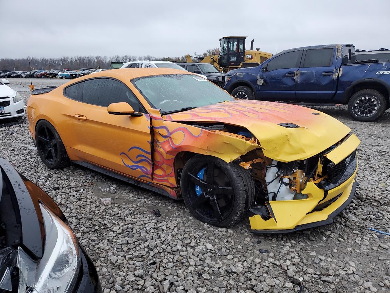 2018 Ford Mustang VIN 1FA6P8CF3J5119059 Copart auction photo, side / front end damage thumbnail 4