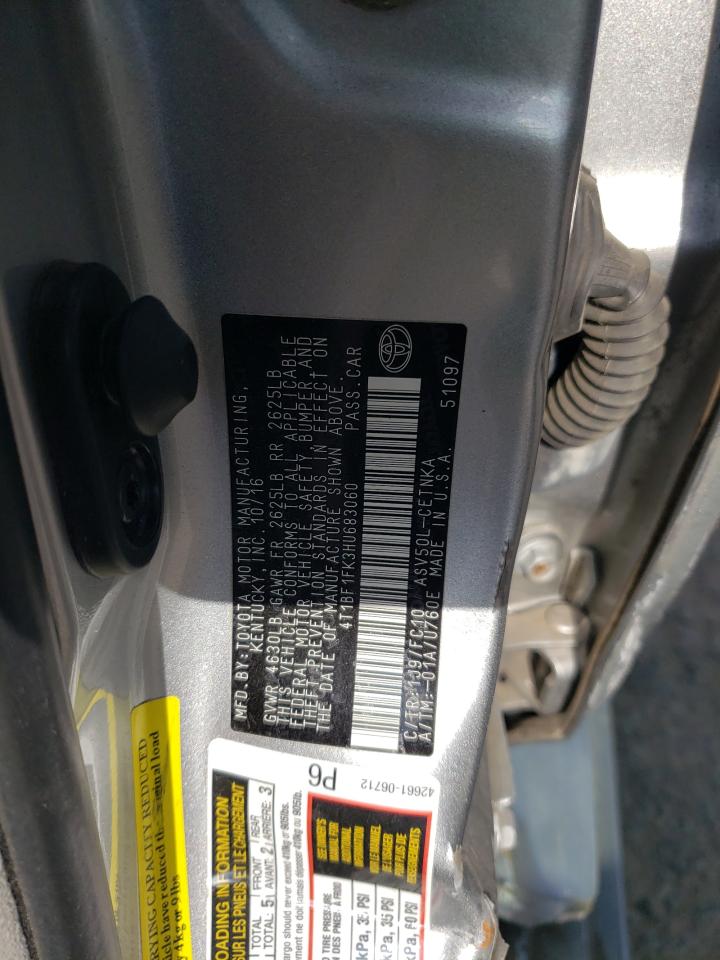 2017 Toyota Camry VIN 4T1BF1FK3HU683060 Copart auction photo, side damage thumbnail 12
