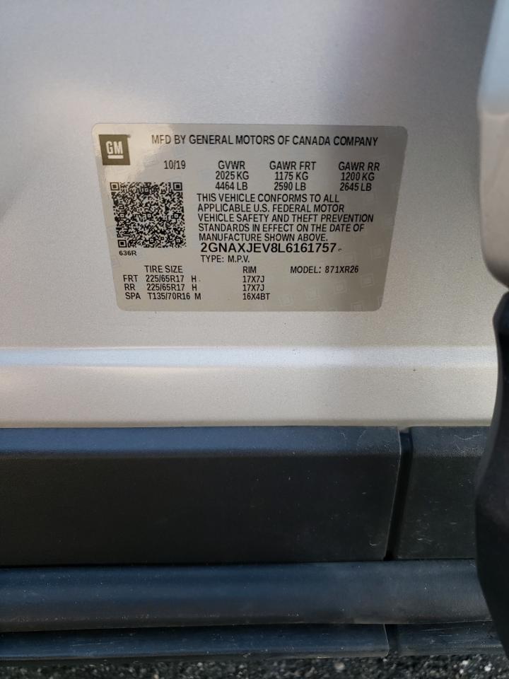 2020 Chevrolet Equinox VIN 2GNAXJEV8L6161757 Copart auction photo, front end damage thumbnail 15
