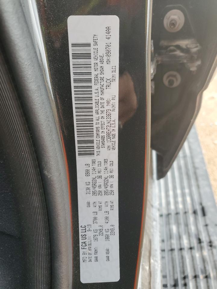 2020 RAM 1500 VIN 1C6RREHT2LN133673 Copart auction photo, rear end damage thumbnail 12