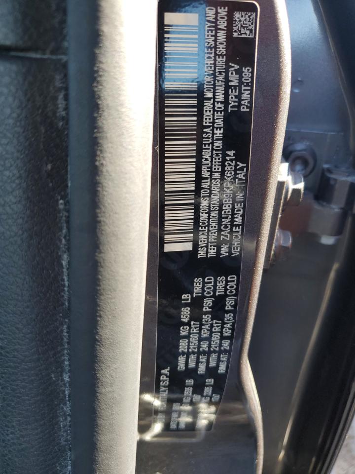 2019 Jeep Renegade VIN ZACNJBBB9KPK68214 Copart auction photo, front end damage thumbnail 12