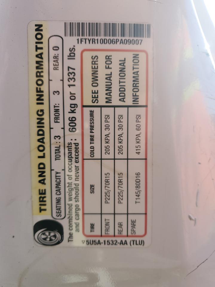 2006 Ford Ranger VIN 1FTYR10D06PA09007 Copart auction photo, vandalism damage thumbnail 12