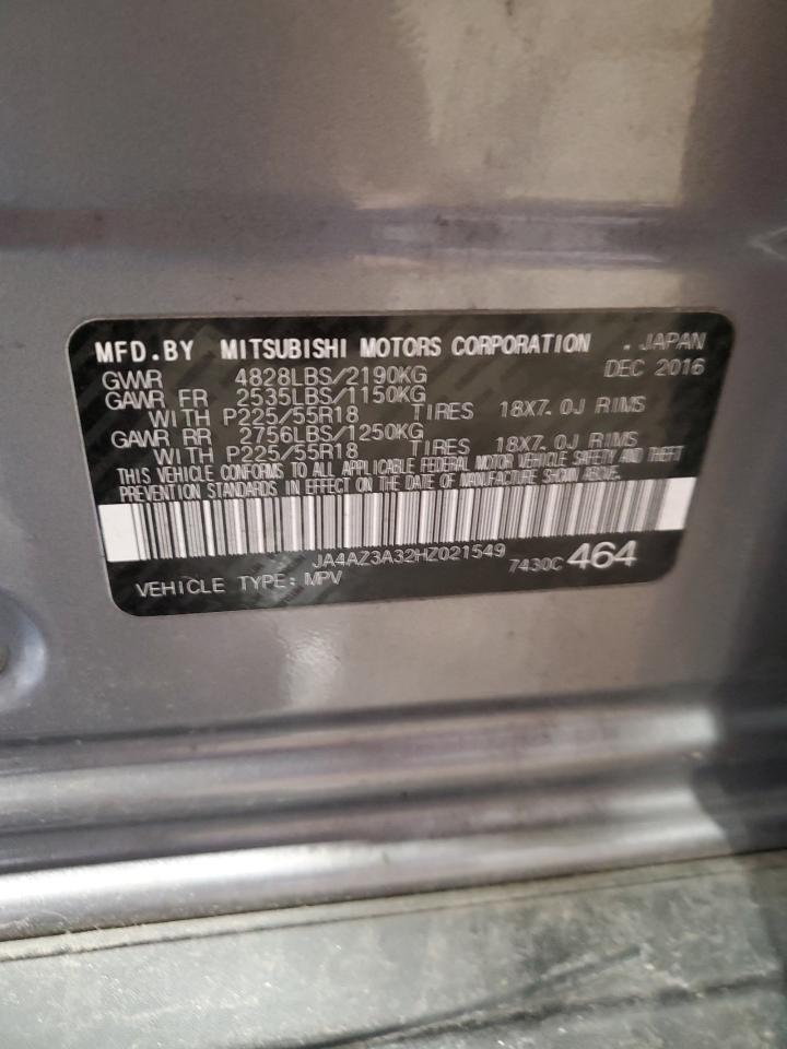 2017 Mitsubishi Outlander VIN JA4AZ3A32HZ021549 Copart auction photo, side / front end damage thumbnail 13